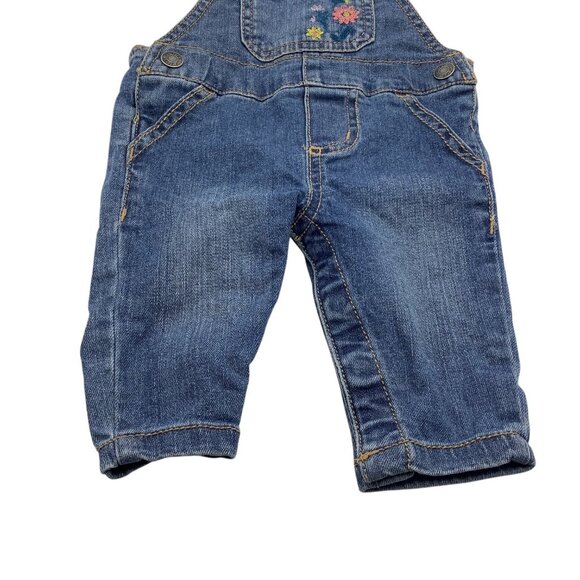 Carter's Baby Girl Overalls 3M Bib Pocket Floral Ruffle Snap Closure Denim Blue - Picture 11 of 16